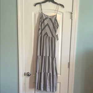 Gray Striped Maxi Dress